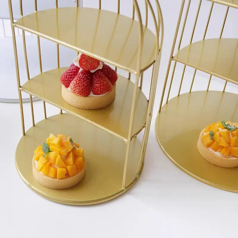 European Dessert Table Creative Ornaments Bird Cage Cake Stands Afternoon Refreshment Frame Tray Wedding Candy Display Table