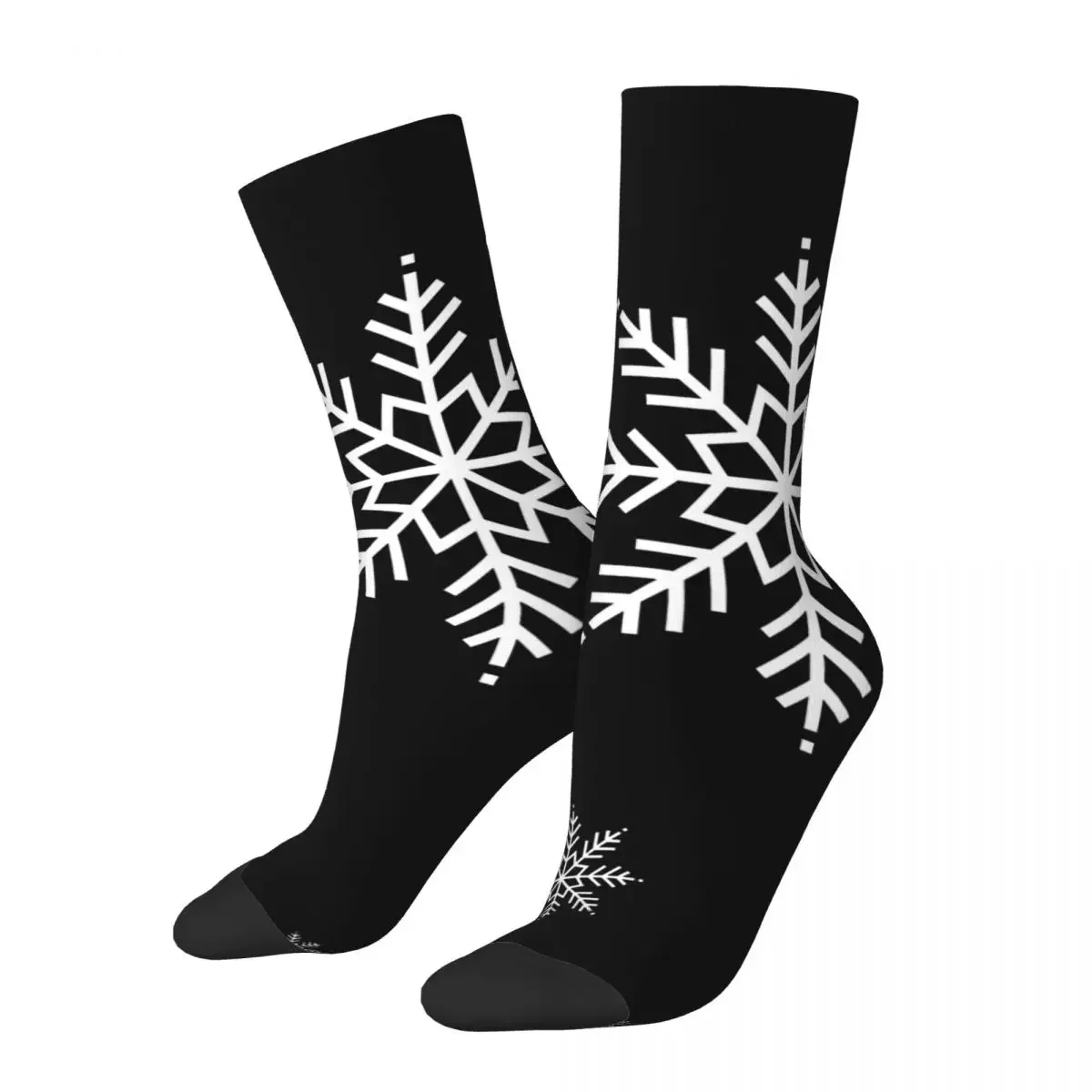 

Hip Hop Vintage Snowflakes Black Crazy Socks for Men Women Novelty Street Style Crazy Printed Funny Happy Breathable Crew Sock