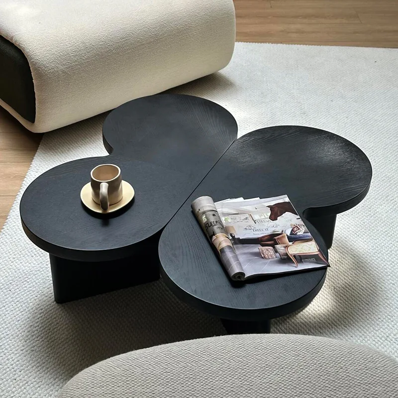 طاولة القهوة على شكل فراشة، شقة منزلية صغيرة، طاولة شاي من الخشب الصلب القديم، طاولة قهوة فاخرة من خشب الرماد #3