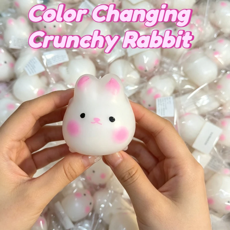 Crunchy Handmade Stress Ball Color Changing Love Rabbit Pinch Toy Slow Rebound Simulation Stress Relieving Gift for Adult