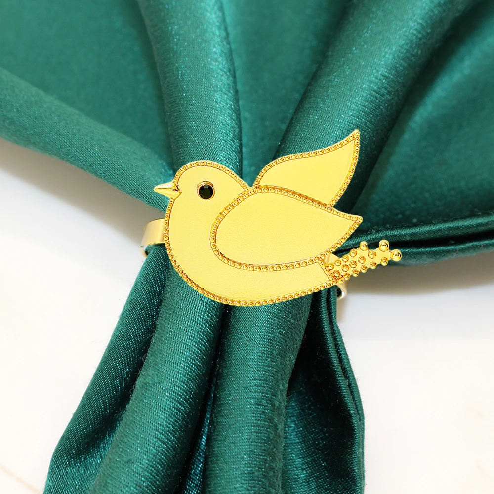 20Pcs Gold Peace Dove Napkin Rings Bird Napkin Rings Holder Metal Napkin Buckles for Wedding Party Home Easter Table Decoration