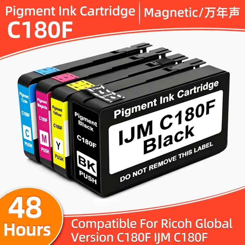 4Color 1set  IJM C180F Ink Cartridge Compatible For Ricoh Global version C180F Printer Black 2000page  Color 1600page  Printer