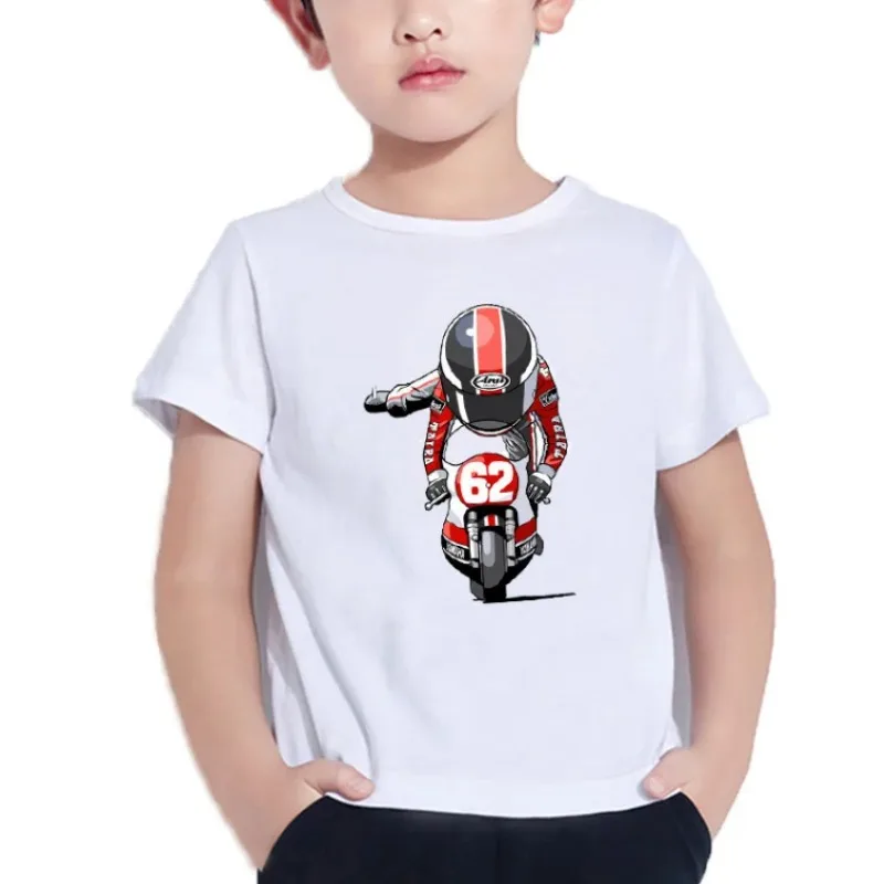 Motocross Impresso T-shirt para Meninos, Cartoon Hipster, Toddler Boy Tops, Roupas Infantis, Verão, Novo