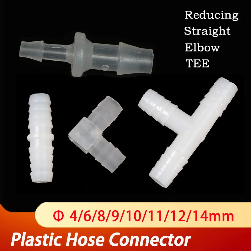 5/10pc Plastic Hose Connector Straight/Elbow/Tee/Reducing Plastic Barb Splitter Fitting 4/6/8/9/10/11/12/14mm