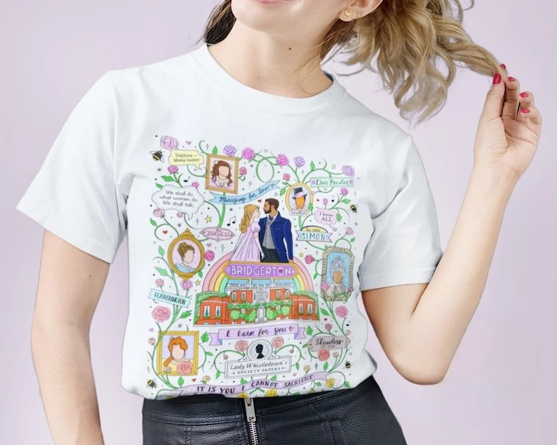 

Bridgerton Book Romance Unisex Short Sleeve Tee All Seasons Casual Fashion Soft Comfortable Cotton Unisex T-short Street Tops