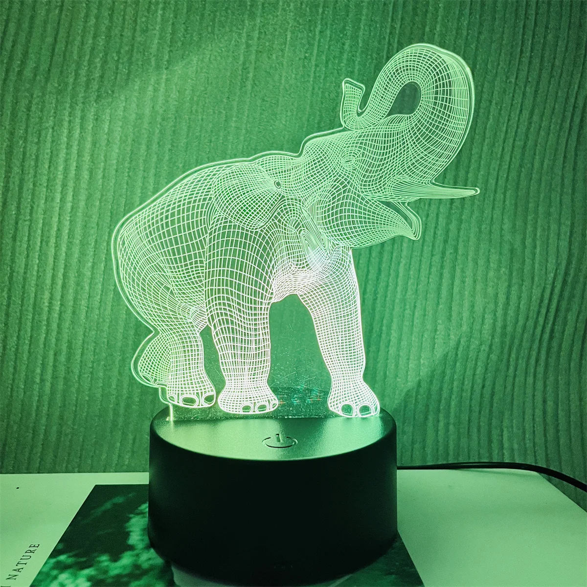 1pc  Elephant  3D Night Light, 3D Optical Illusion Lamp With Touch, 7-Color Changing Ambient Light For Bedroom