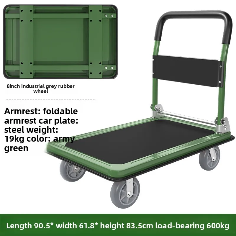 A trolley hand push steel plate pull folding commercial truck supermarket warehouse portable trailer durablesturdy and durable