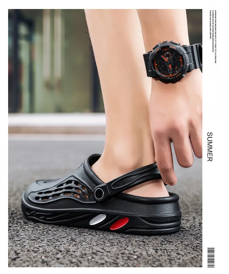 Herren-Hausschuhe aus EVA mit Löchern, Weiße Mules, Rutschfeste Pantoffeln, Plateau-Slides, Modische Clogs, Bequeme Sandalen, Sommer-Outdoor-Schuhe – Detail 8