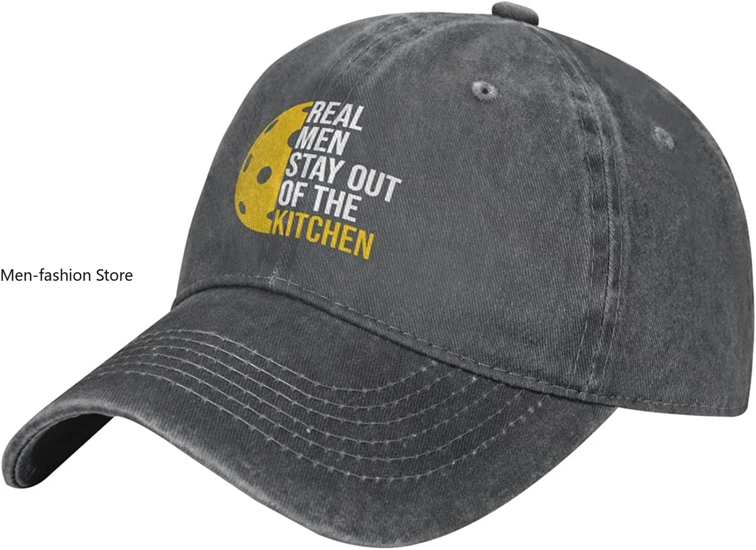 Real Men Stay Out of The Kitchen Funny Pickleball Denim Hat for Grandpa Grandma Adjustable Classic Pickle Ball Hats