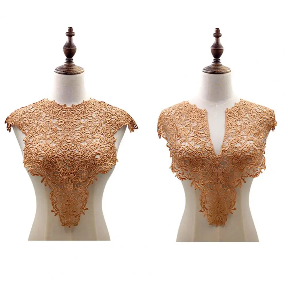 Lace Fake Collar Soft Fabric Embroidered Corsage Big Flowers Lace Applique Detachable Front/Back Collar Female Lace Neck Collar