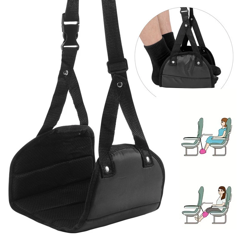 Airplane Footrest With Adjustable Strap, Portable Hammock Leg Rest, Perfect Travel Accessories