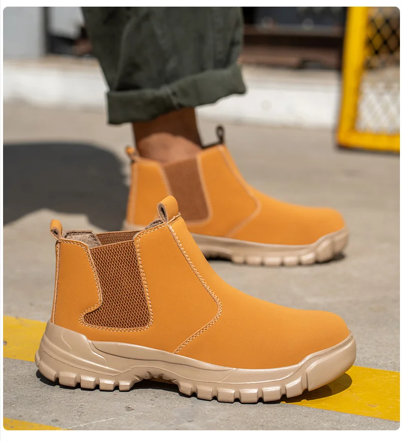 Wasserdichte Lederschuhe für Herren, rutschfeste, unzerstörbare Schutzstiefel, leichte Sicherheitsarbeitsschuhe für Herren, unzerstörbar – Detail 17