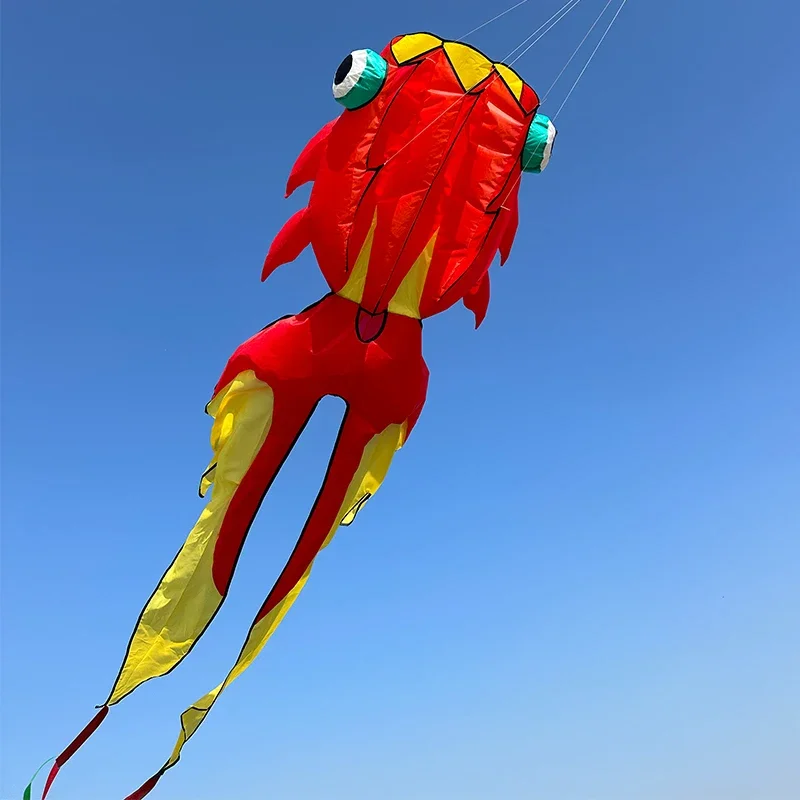3D 10M 3-Color Goldfish Soft Kite Large Soft Animal Professional Kites Outdoor Inflatable Beach Kite Easy To Fly and Tear Proof