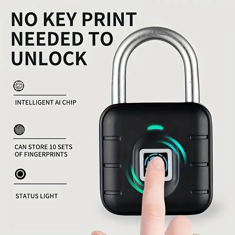 

Waterproof Smart Fingerprint Padlock Locker Dormitory Anti-theft Padlock USB Rechargeable Keyless Electronic Digital Lock