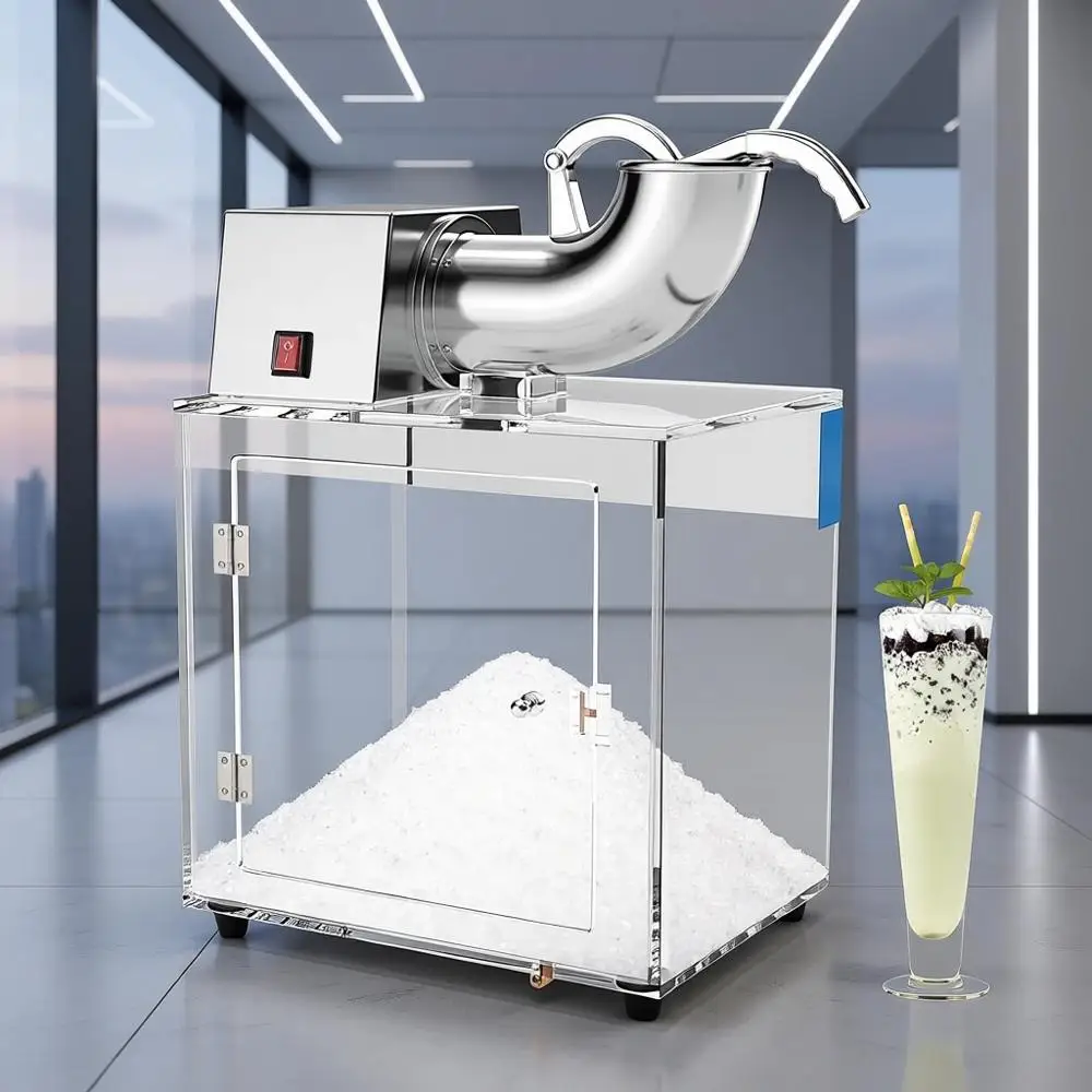 

Ледорубильная машина из нержавеющей стали, производительность 440 фунтов/час, с защитным выключателем, двойными лезвиями, емкостью 11,6 галлонов, электрический аппарат для приготовления конусов для домашнего использования или бара.