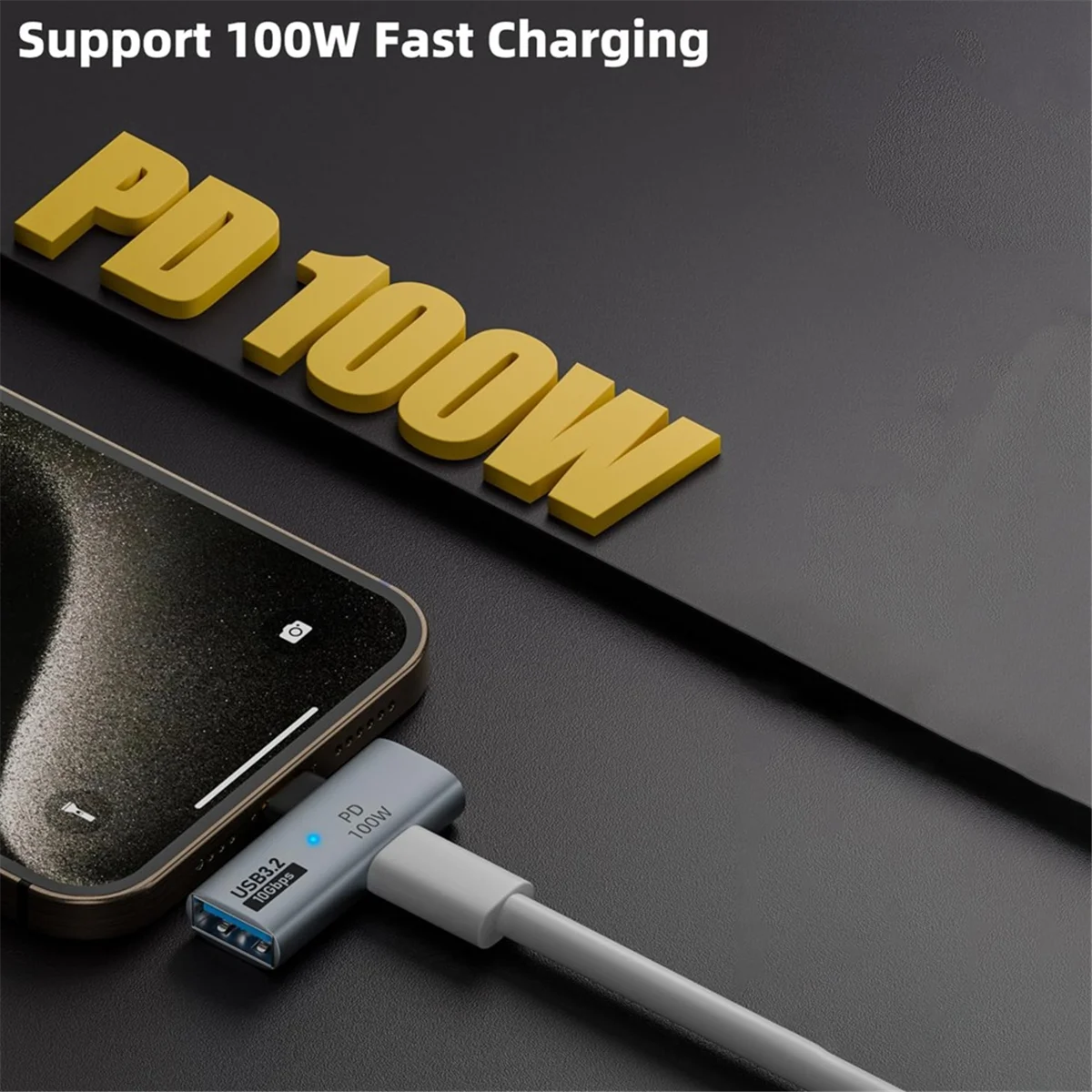 SMIEA 2-In-1 USB C to USB 3.2 Adapter with 100W Charging Port, Thunderbolt 4/3 OTG Converter for Rog Ally,for Steam Deck,Gray