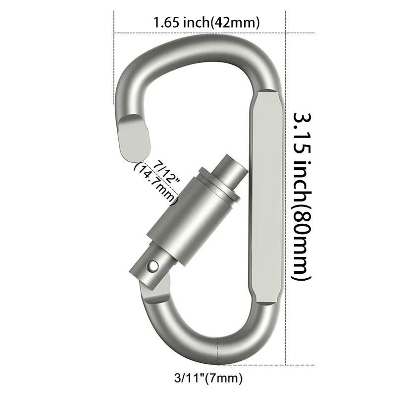 6 buah klip Carabiner aluminium penguncian d-ring awet kuat dan ringan untuk berkemah luar ruangan kunci gerbang sekrup Tautan pegas