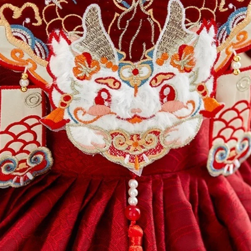 2025 Chinese Style Red Dress Baby Girl 1st Birthday Tang Zhuazhou Princess Gown First Year Party Celebration Baptism - view 5