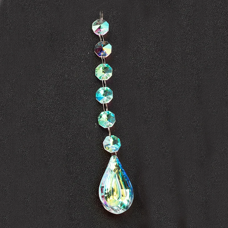 10pcs AB Crystal Glass Prism Pendants Hanging Suncatcher Rainbow Maker Ornament Crystal Chandelier Parts Lighting Accessories