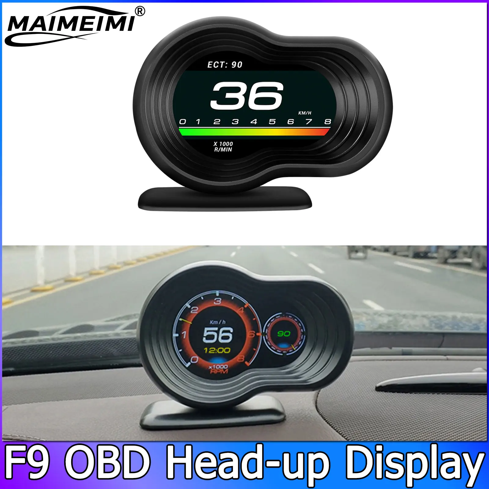 

OBD умный спидометр, светодиодный измеритель, 9-й вид дисплея F9, проекционный дисплей для HUD, многофункциональный цифровой автомобильный инструмент Obd, автомобиль