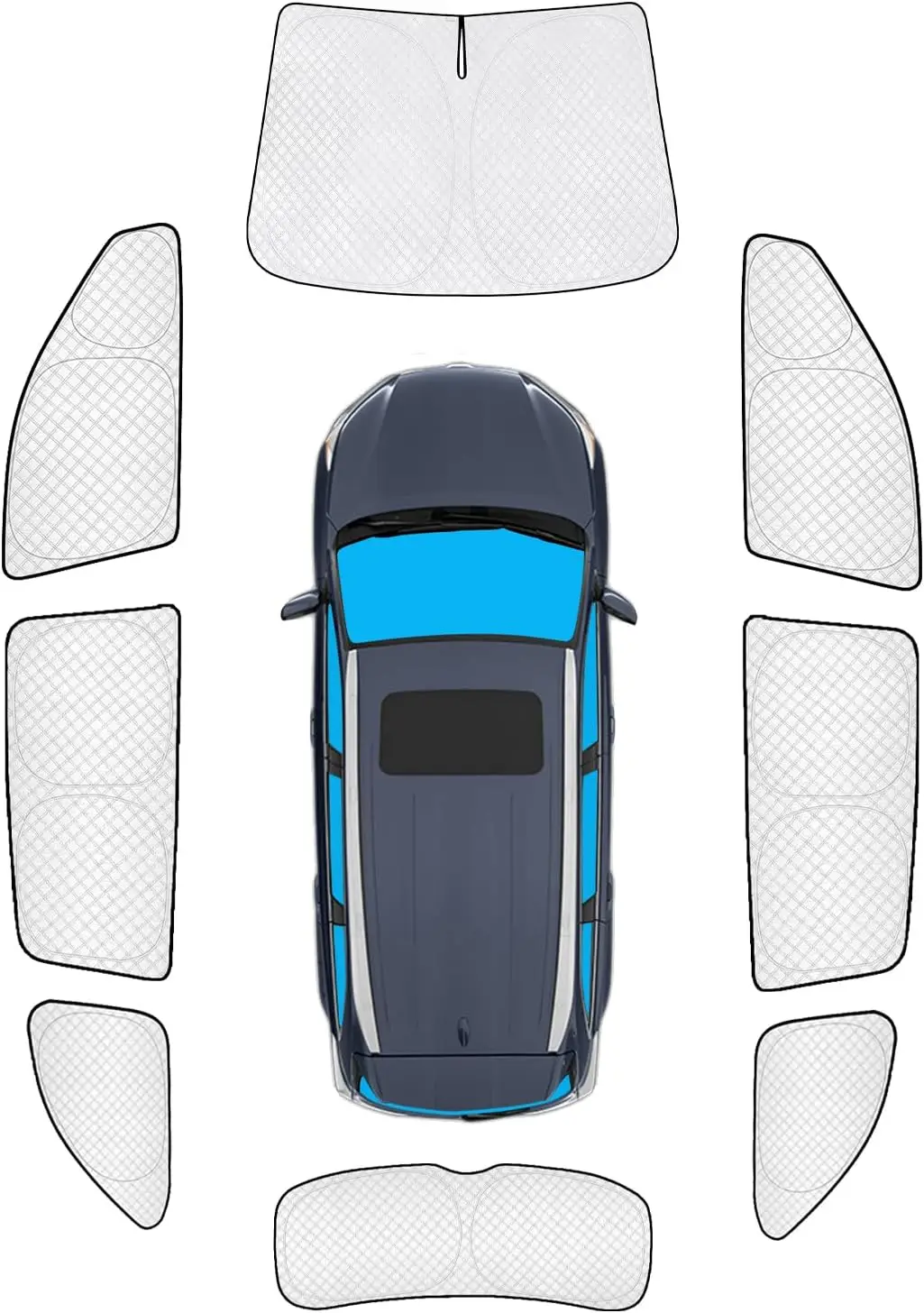 

Комплект из 8 плотных солнцезащитных шторок для Toyota Highlander 2020-2025, полные накладки на окна, блокировка УФ-излучения, защита от посторонних глаз, затемнение