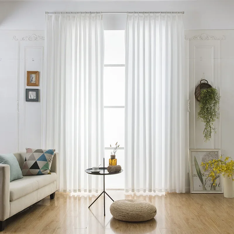 

(62) Customized Opaque Gauze Curtains, Velvet Style Living Room Balcony Curtains, White Gauze Curtains