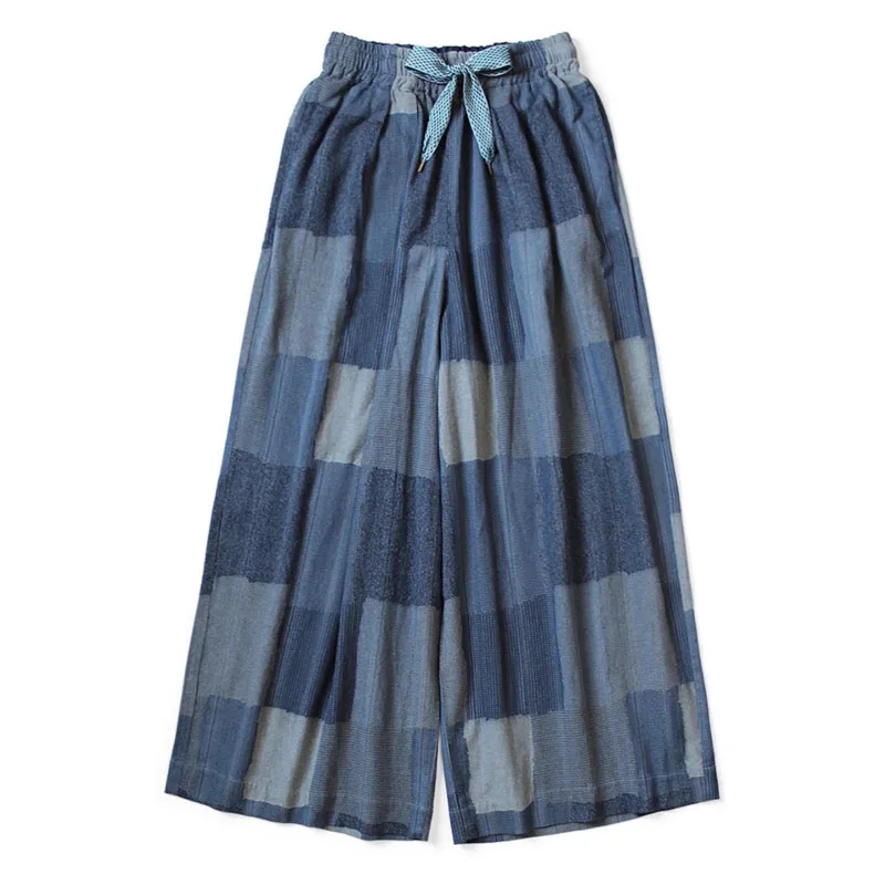 25AW KAPITAL Hirata e Hongri Pantaloni casual elastici stampati patchwork in poliestere retrò larghi per uomo Novità