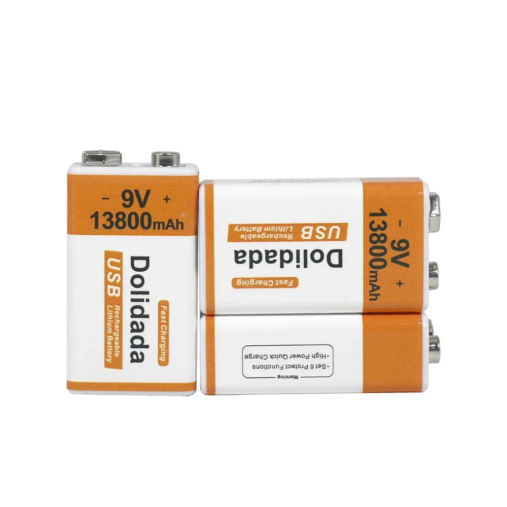 100% nuovo originale 2023 più venduto 9V 13800Mah + USB linea di ricarica rapida batteria ricaricabile agli ioni di litio per torcia elettrica del