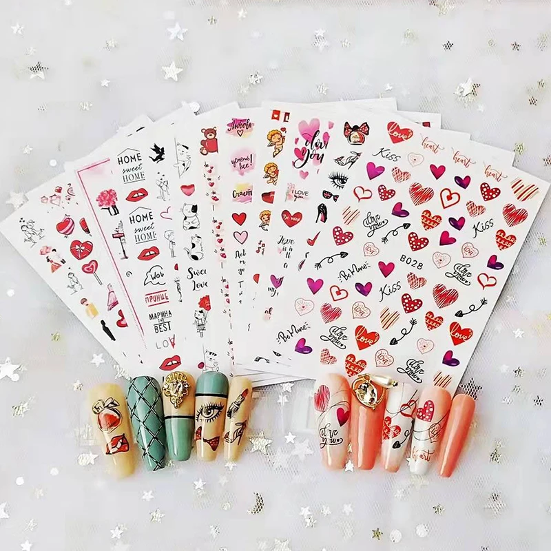 3D  Lips Nail Art Stickers Sexy Hot Lips Girl Slider Self-adhesive Manicure Nail Art Supplies DIY Manicure Accessories