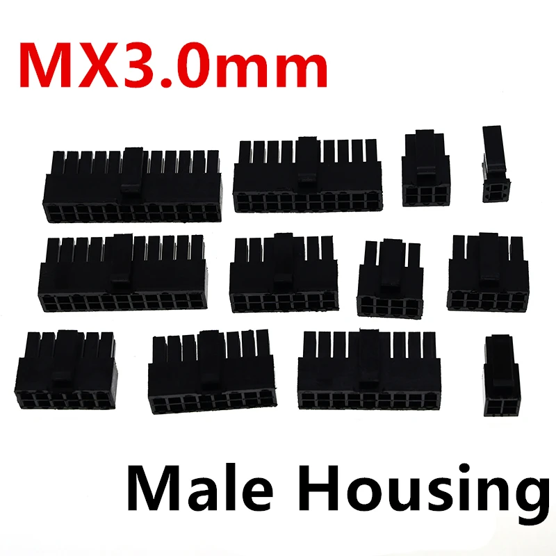 

Molex 3.0mm Plastic shell Plug-in Male Housing Shell Female Terminals 2*1/2/3/4/5/6/7/8/9/10/11/12P MX3.0mm Double Row Connector