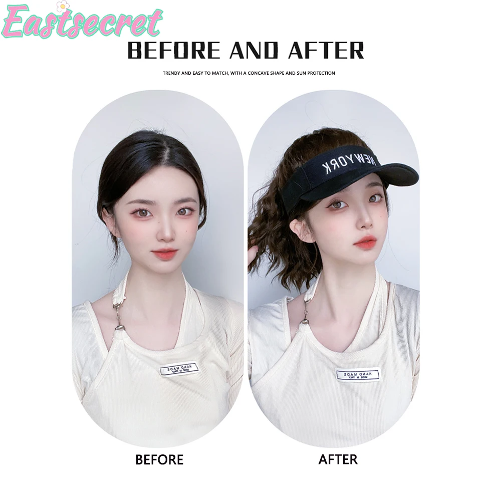 EAST Natural hat wig can shade Dark brown synthetic short wavy hair women wig with easy to wear wigs for women