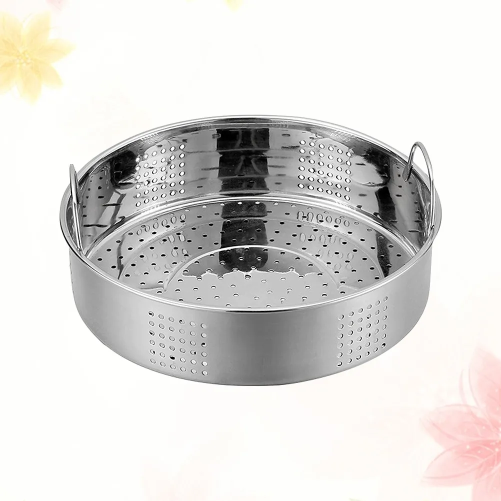 21Cm Food Grade Stainless Steel Steamer Grid Side Bottom Vent Holes Even Heat Distribution Steamer Basket for Buns Dumplings