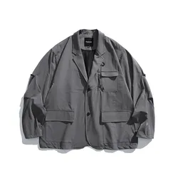 Men's Streetwear Outdoor Fashion Loose Casual Oversize Suit Blazer Cargo Jacket Cityboy Spring Autumn Coat Blazer for Men