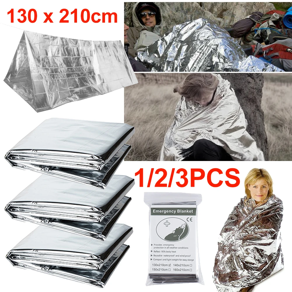 1/2/3pcs Outdoor Emergency Bag Insulation Disaster Keep Warm Aid Life-saving Survival Waterproof Insulation Blanket 130*210cm