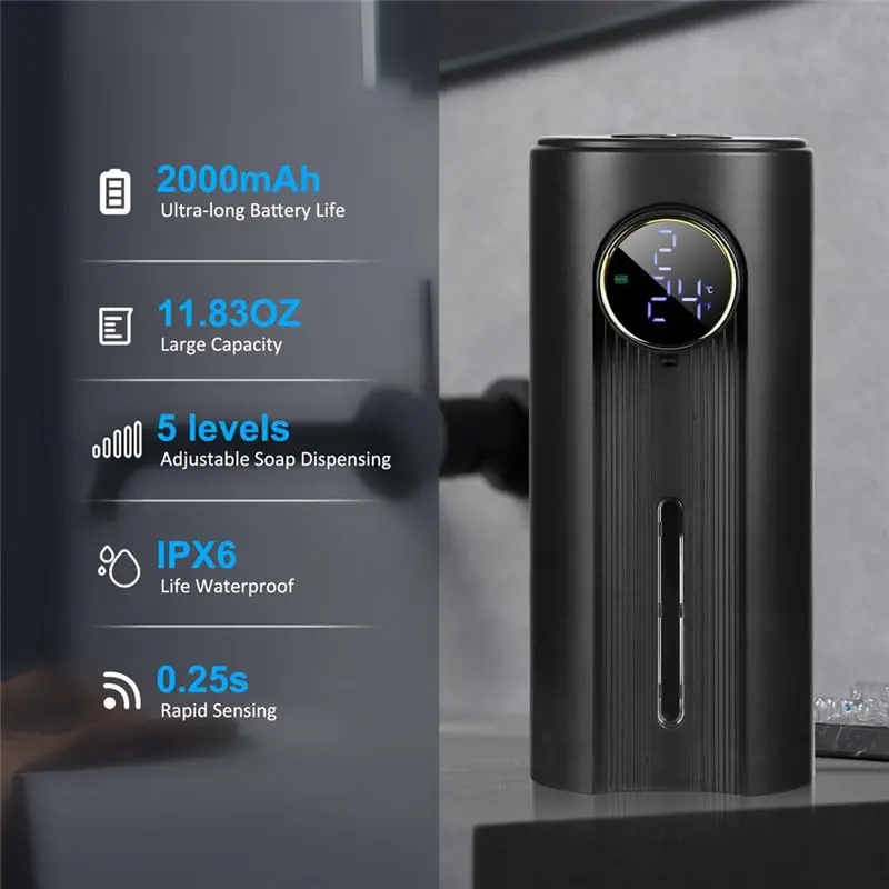 

[NEW!A93G】 Touchless Automatic Foaming Soap Dispenser 11.83Oz, 5 Adjustable Levels, Suitable For Kitchen & Bathroom