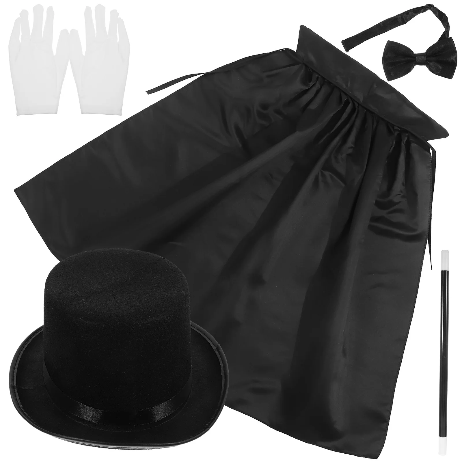

1Set Magician Pretend Play Props Detective Costume Kit with Bowtie Hat Gloves Accessory for Cosplay Party Supplies Unisex Dress