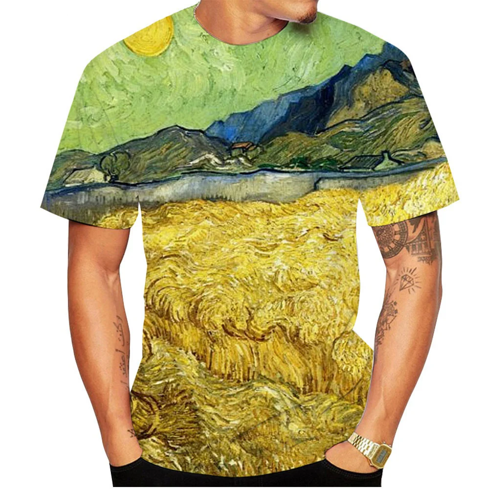 Van Gogh Art T Shirts Flower Floral 3D Print Men Woman Streetwear Short Sleeve T-Shirt Oversized Harajuku Kid Tops Tees Clothing