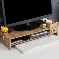 Desk-Holder Shelf Laptop-Stand Wood Desktop Monitor Stand Computer Screen Riser Shelf Plinth Strong Laptop Stand Desk Holder