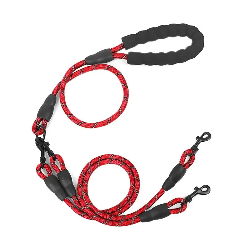 フォームハンドル付き2/3ウェイペットリード、ナイロン製、取り外し可能な2つのヘッド付き犬用リード、丈夫な150CM犬用牽引ロープ、犬の散歩用
