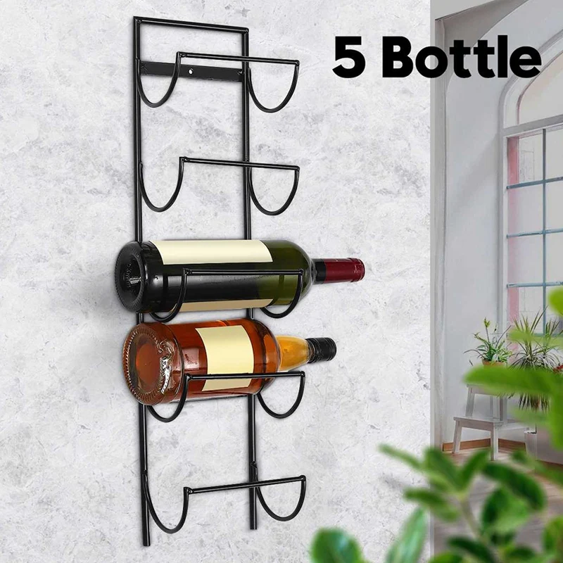 Iron Wall Mounted Wine Holder Simple Hanging Wine Rack Storage Holder Shelf Bar Kitchen Rack Bottle Display Stand