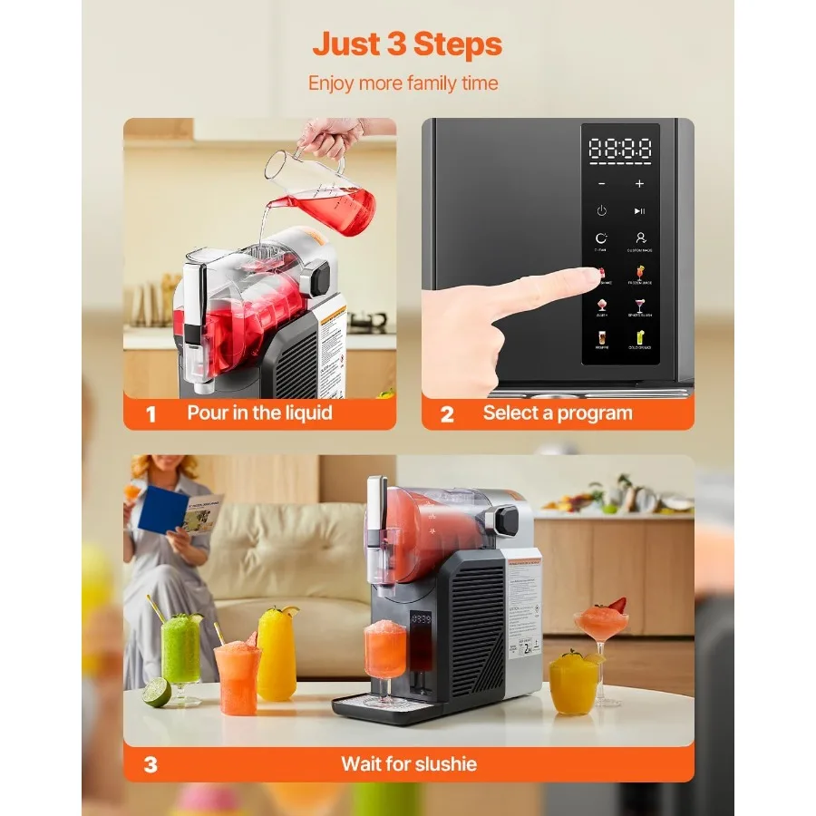 Slushie Machine 2L 68oz No Ice Needed Slushy Machine per la casa Frozen Drink Maker con 6 programmi preimpostati Macchina Margarita con