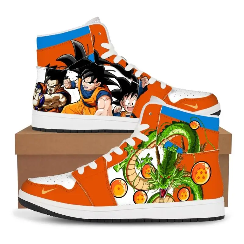 

Кроссовки Dragon Ball с индивидуальным дизайном, баскетбольные кроссовки, модные мужские и женские высокие повседневные кроссовки, подарок на фестиваль с изображением Сон Гоку и Готенкс