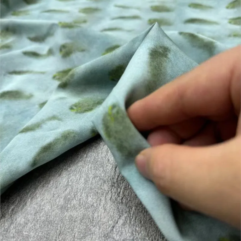 

Summer refreshing wide-width printed silk double crepe fabric haute couture shirt dress clothing
