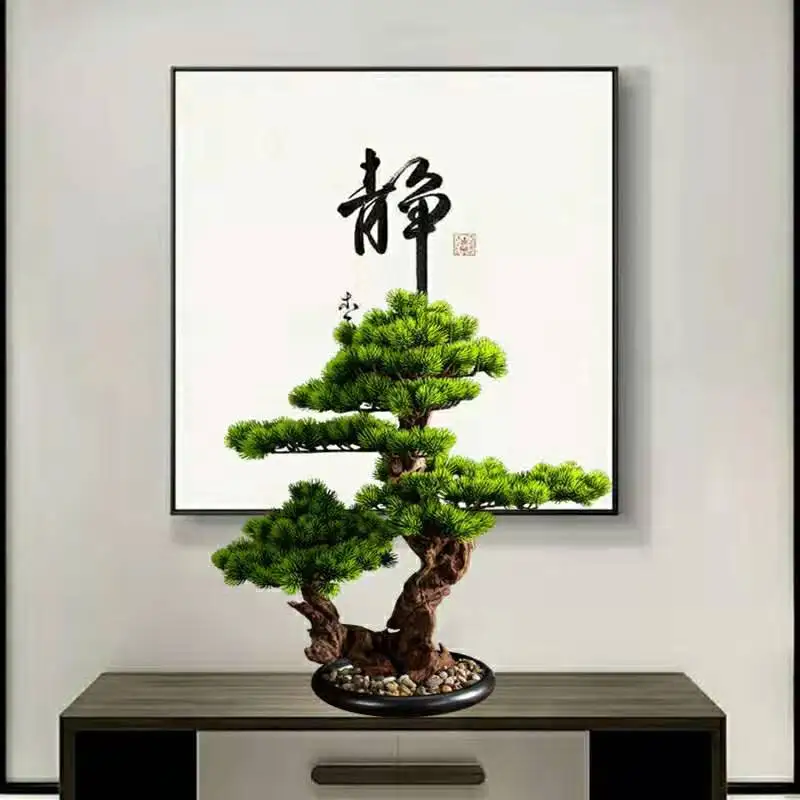 Chinese Style Simulation Welcome Pine Fake Tree Anti Real Plant Hall Decoration Cabinet Potted Desktop Porch Bonsai