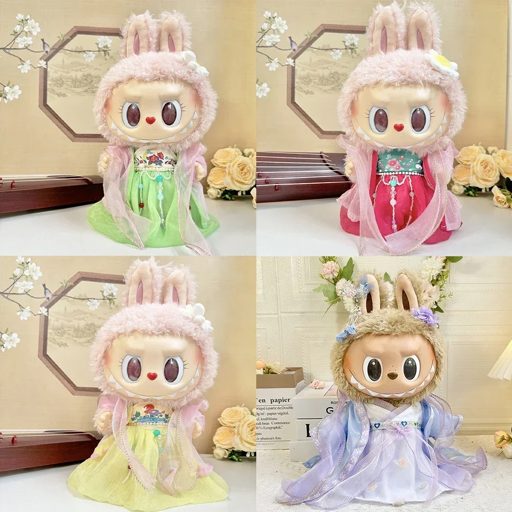 New Year for 38cm Labubu Mokoko Plush Idol Doll Cute Hanfu Chinese Style Coat Set Doll Accessories Ropa Labubu