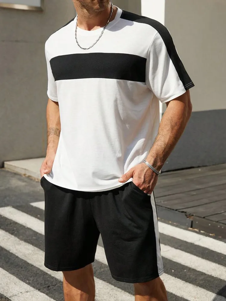 ملابس رياضية يومية ثلاثية الأبعاد للترفيه للعطلات الصيفية للرجال ، تي شيرت برقبة مستديرة كبير ، طقم شورت بأكمام قصيرة ، ملابس شارع غير رسمية ، جديدة