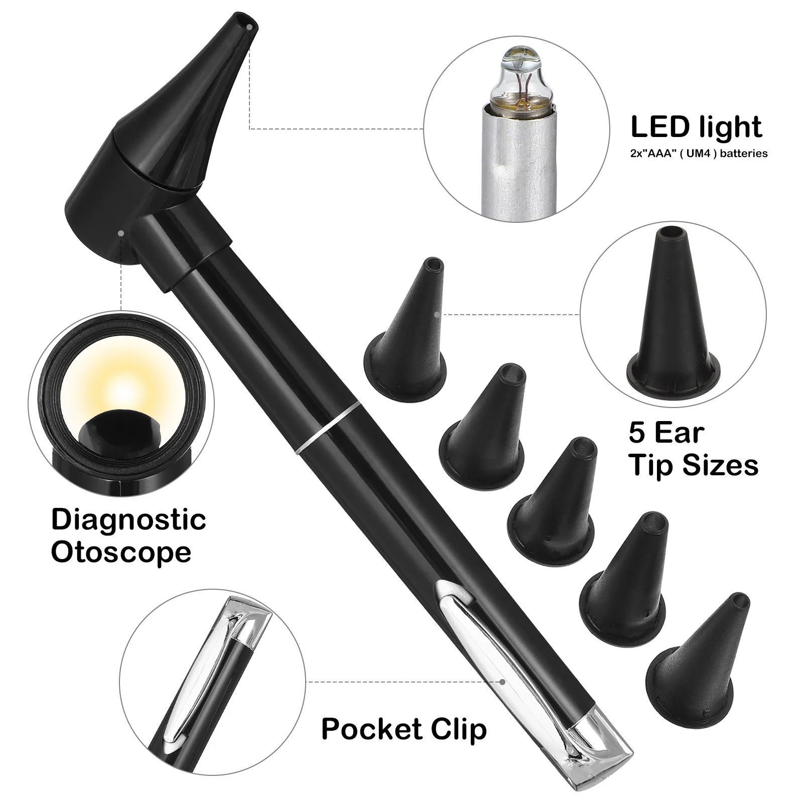 Otoscope Indoor Ear for Home Tool Inspection with Accessories Pp Otologic Speculum