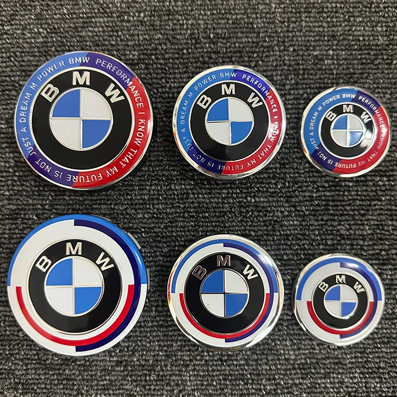 7Pcs Car Hood Front Rear Trunk Emblem Badge For BMW 50th Anniversary Edition E36 E46 E53 E90 E60 E93 E87 G01 G20 X3 X5 F30 F20