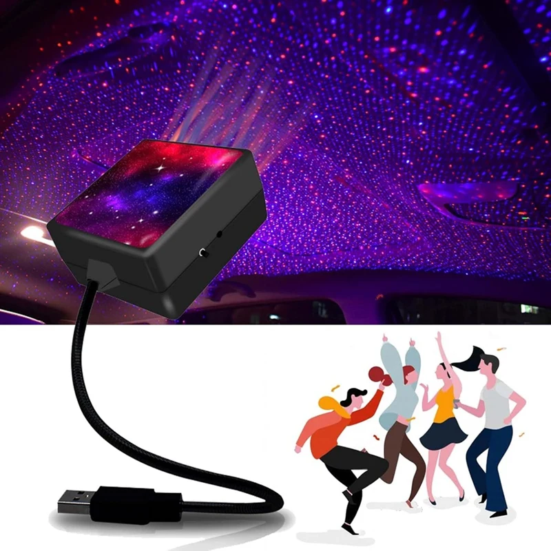 Lampu Proyeksi Led Mini Malam Bintang, Lampu Atap Bintang untuk Mobil, Langit-langit Rumah Lampu Malam USB Romantis - Plug And Play-AT64