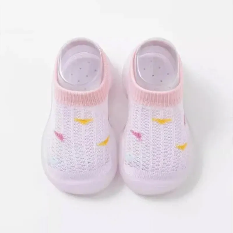 Children\'s Walking Shoes Baby Floor Shoes Baby Socks Shoes Non Slip Indoor Soft Sole Mesh Surface Thin Sandals One Foot Pedal